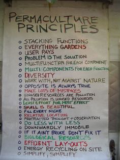 a sign on the side of a building that says permaculture pineapples