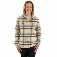 If you like your flannel with a little extra flex, this TENCEL™ women's flannel shirt provides built-in stretch for full mobility. The cotton-blend fabric is super comfortable whether you're rolling up your sleeves to work or meeting friends for a night out. The relaxed fit means it has a little extra room to move. Powered by TENCEL™ fibers for an incredibly soft, comfortable feel that's equally tough and durable. TENCEL™ Lyocell fibers are derived from sustainable wood sources through sustainab Carhartt Long Sleeve, Plus Size Work, Womens Flannel Shirt, Carhartt Womens, Safety Clothing, Carhartt Women, Meeting Friends, Flannel Women, Long Sleeve Flannel