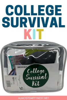 the college survival kit is packed in clear plastic and has an advert for it