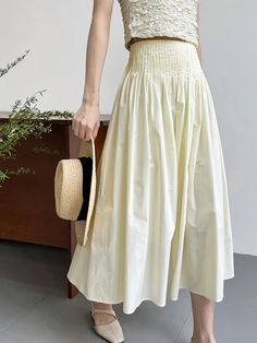 Details Composition: 100% Cotton Design: Pleated Style: Casual Thickness: Regular Sheer: No Material: Woven Fabric Occasion: Leisure, Vacation, Work Size & Fit Dresses Length: Maxi Stretch: Non-stretch Fit Type: Shift Cm Inch Size Length Waist S 78 64 M 79 68 L 80 72 S 30.7 25.2 M 31.1 26.8 L 31.5 28.3 Care Instruc Long White Linen Skirt, Silk Gathered Skirt, Pleats Skirt Pattern, Sewing Inspo Ideas, Cotton Skirt Outfit, Maxi Skirt Sewing Pattern, Maxi Skirt Fits, Summer Maxi Skirt, Beach Maxi Skirt