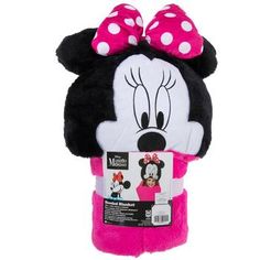 minnie mouse plush toy with pink and white polka dots on it's head, in front of a white background