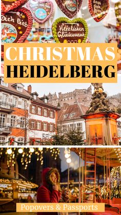 christmas in heidelberg, germany with text overlaying the image