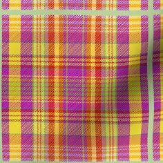 an orange, pink and green plaid fabric