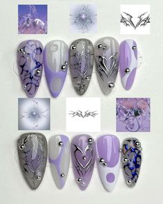 Aespa Nails Inspired, Lilac Nails Design, Kpop Nails, Nails Y2k, Color For Nails, Korean Nails