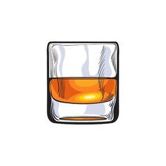 a glass filled with liquid on top of a white background