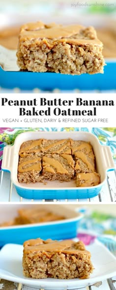 peanut butter banana baked oatmeal in a baking dish