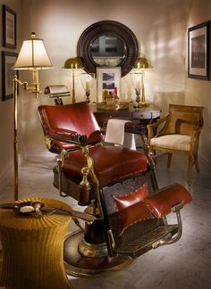 Antique barber chair Barbershop Ideas Design, Vintage Barbershop, Barbershop Ideas, Hair Salon Chairs, Barber Shop Decor, Vintage Barber, Salon Chairs, Barber Chair, Barber Life