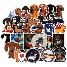 a bunch of different dogs stickers on a white background with the words dachshund