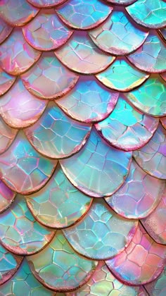 the scales of a fish's tail are iridescent blue, pink and green