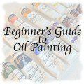 the beginner's guide to oil painting, with text overlaying it