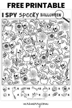 a printable halloween coloring page for kids with the words spooky halloween on it