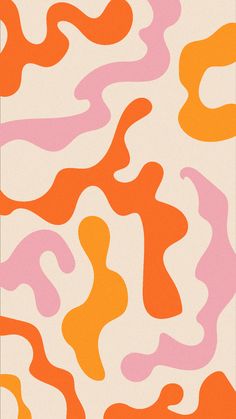 an orange, pink, and yellow abstract pattern on white paper that looks like wavy lines