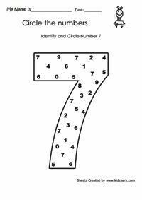 a number 7 worksheet with numbers on it