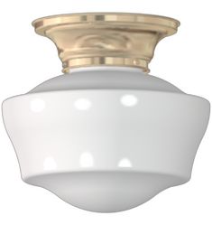 a white light fixture with a metal dome