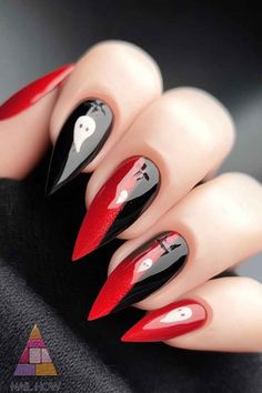 Classy Halloween Nails: Elevate Your Style with Spooky Sophistication 8 Classy Halloween Nails, Nude Stiletto Nails, Halloween Nail Art Ideas, Black Gold Nails, Silk Wrap Nails, Shellac Nail Art, Red Halloween, Future Inspiration