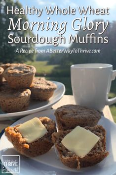 healthy whole wheat morning glory muffins on a plate