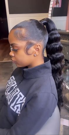 Ponytail With Bundles, Kids Ponytail Hairstyles Black, Ponytail Edges, Cute Ponytail Styles, Invisible Ponytail, Long Ponytail Hairstyles, Cute Ponytail Hairstyles, Beenie Man, Slick Ponytail