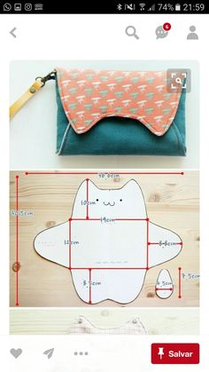 the instructions for how to make an origami cat purse