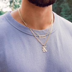 Mens Name Necklace, Mens Initial Necklace, Initial Chain Letter Necklace Men, Classic Luxury Men's Chain Necklace, Initial Necklace For Men, Name Necklace For Men, Sliver Necklace, English Cut