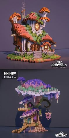 Types Of Minecraft Houses, Cave House Minecraft Ideas, Cute Minecraft Towns, Cozy Houses Minecraft, Cute Minecraft Fairy House, Minecraft Bride Ideas, Minecraft Cool Building Ideas, Minecraft Villages Ideas, Minecraft Wall Builds