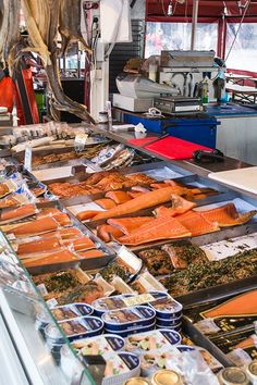 the seafood is prepared and ready to be sold at the market for purchase in the store