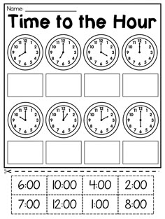 a worksheet for telling time to the hour