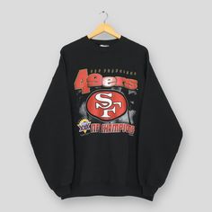 Vintage 90s San Francisco 49ers Nfl Sweatshirt XLarge SF 49ers Super Bowl XXIX Champ Sweater Forty Niners American Football Crewneck Size XL Good Used Condition. No holes and stains. Size (On Tag) : Size XL **To make sure if it FITS YOU, refer at the exact measurements. Size Measurement (All measurements were taken lying flat) : Width [armpit to armpit] : 25 inches / 64 cm Length [shoulder to end of garment] : 29.5 inches / 75 cm THIS IS USED CLOTHING! PLEASE DON`T EXPECTED IT TO BE LIKE NEW OR 49ers Outfit, 49ers Super Bowl, Nfl Sweatshirt, Football Crewneck, Forty Niners, Sf 49ers, Winter Fits, Cozy Fits, San Francisco 49ers