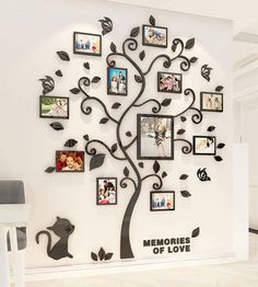 3D Wall Stickers for Tree Photo Frame, create your room full of nature, frames can book family memories. Size: 130 * 107cm Materials: PVC, thickness from 1 to 2mm. Waterproof, no color change, no warping. IMPORTANT! Even if you stick the sticker in the wrong position, you can easily remove it and reglue it in the right position in the wall. Obviously you will have to be patient, there are so many pieces and you have to glue them together. You can also enjoy the process of creating artwork with y Family Tree Decal, Cadre Photo Diy, Wall Stickers Family, Family Tree Wall Decor, Photo Frame Tree, Family Tree Picture Frames, Family Tree With Pictures, Family Tree Frame, 3d Tree