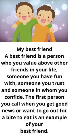 two boys with their arms around each other and the words, my best friend is a person who you value above other friends in your life