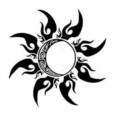 a black and white sun tattoo design on a white background