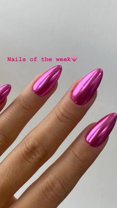 Neon Pink Chrome Nails, Dark Pink Chrome Nails, Bright Pink Chrome Nails, Hot Pink Chrome Nails, Pink Chrome Nails, Pink Chrome, Snowflake Nails, Nails Pink, Pink Nail