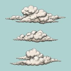 three different clouds in the sky on a blue background stock photo, images and royalty