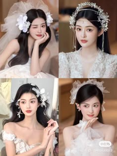 Chinese Wedding Hairstyles, Douyin Hair, Korea Makeup, Chinese Hairstyle, Wedding Hair Inspiration, Chinese Wedding, Light Hair, Prom Makeup, Bridal Makeup