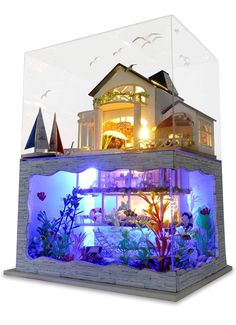 a model house with fish in the aquarium