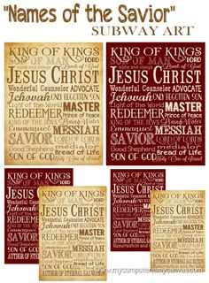 Names of the Savior Subway Art - comes in all sizes, 4x6, 5x7, 8x10, 11x14 & 16x20. Jesus Tree, Lds Printables, Christ Centered Christmas, Wonderful Counselor, July Holidays, Christmas In July Sale, The Savior, Vintage Flare