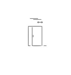 a line drawing of a door with an arrow pointing to the left