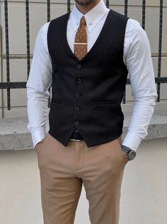 Male Vest Outfit, Waist Coat Men, Suit Vest Outfits, Men Vest Outfits, Black Vest Outfit, Mens Dress Vests, Waistcoat Outfit