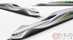 a futuristic train is shown in three different angles