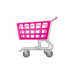 a pink shopping cart is shown on a white background