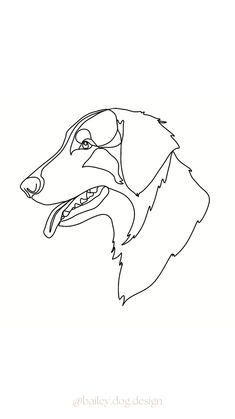 a black and white drawing of a dog's head