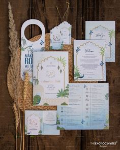 the wedding stationery is laid out and ready to be put into their guests'bags