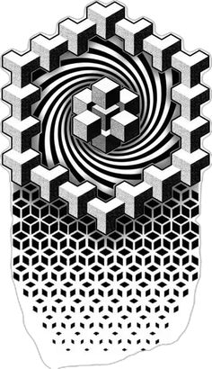 an abstract black and white image with geometric shapes