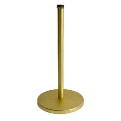 a gold metal pole with a black top on a white background for use as an object