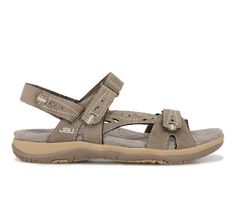 The classic sport sandal, reimagined for the modern adventurous spirit. The Stephie sandal is constructed from vintage vegan unbuckle for a design as sustainable and conscious as it is comfortable. Minimalist perforations add subtle character, while the sandals shining qualities are its functional features, including a contoured EVA footbed and All Terra traction. JBU Women's Stephie Vegan Sandals | Brown | Size 8 | PU Leather Hiking Sandals Outfit, Hiking Sandals Womens, Sneaker Heels Wedges, Vegan Sandals, Sandals Outfit, Hiking Sandals, Sandals Brown, Sport Sandals, Brown Sandals