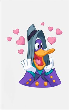 an image of a cartoon character with hearts in the background