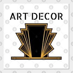 the art deco logo is shown in black and gold