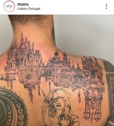 the back of a man's neck with an image of a woman on it