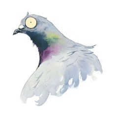 a watercolor painting of a bird with yellow eyes