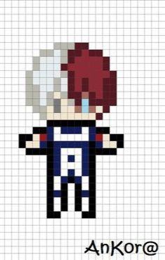 the pixel art is made with squares and lines to make it look like an anime character