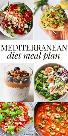 7-Day Mediterranean diet meal plan with healthy Mediterranean recipes for breakfast, lunch, dinner and snacks and a Mediterranean diet grocery list. Mediterranean Diet Grocery List, Healthy Mediterranean Recipes, Diet Grocery List, Mediterranean Diet Meal Plan, Easy Mediterranean Diet Recipes, Recipes For Breakfast